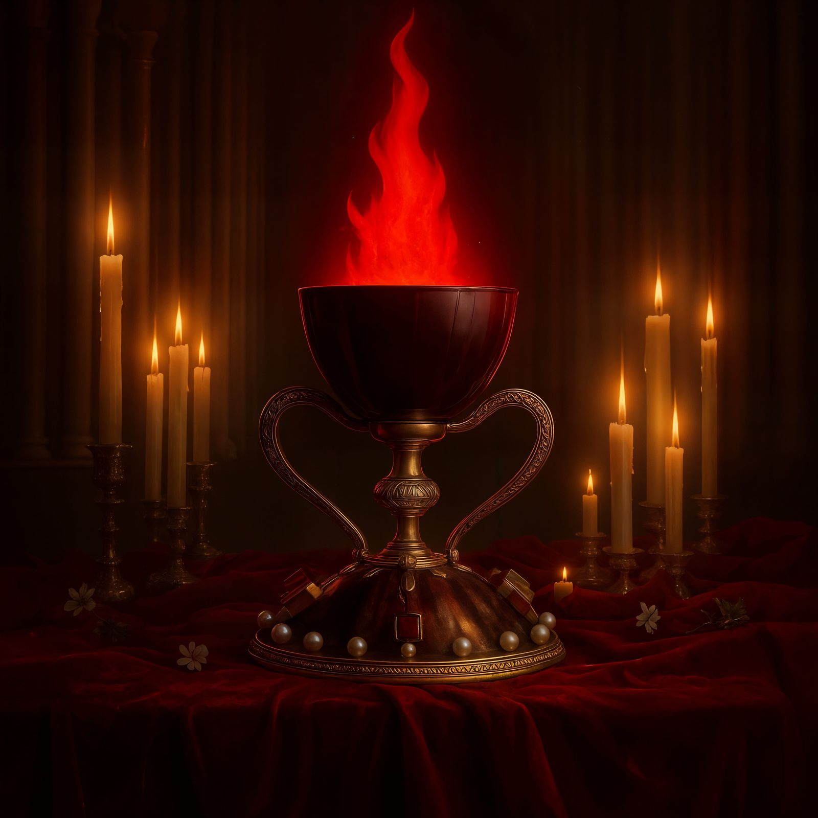 Mystical Flame Arising from Holy Chalice