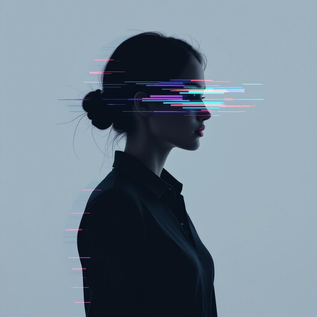 Distorted Silhouette in Glitch Art Style