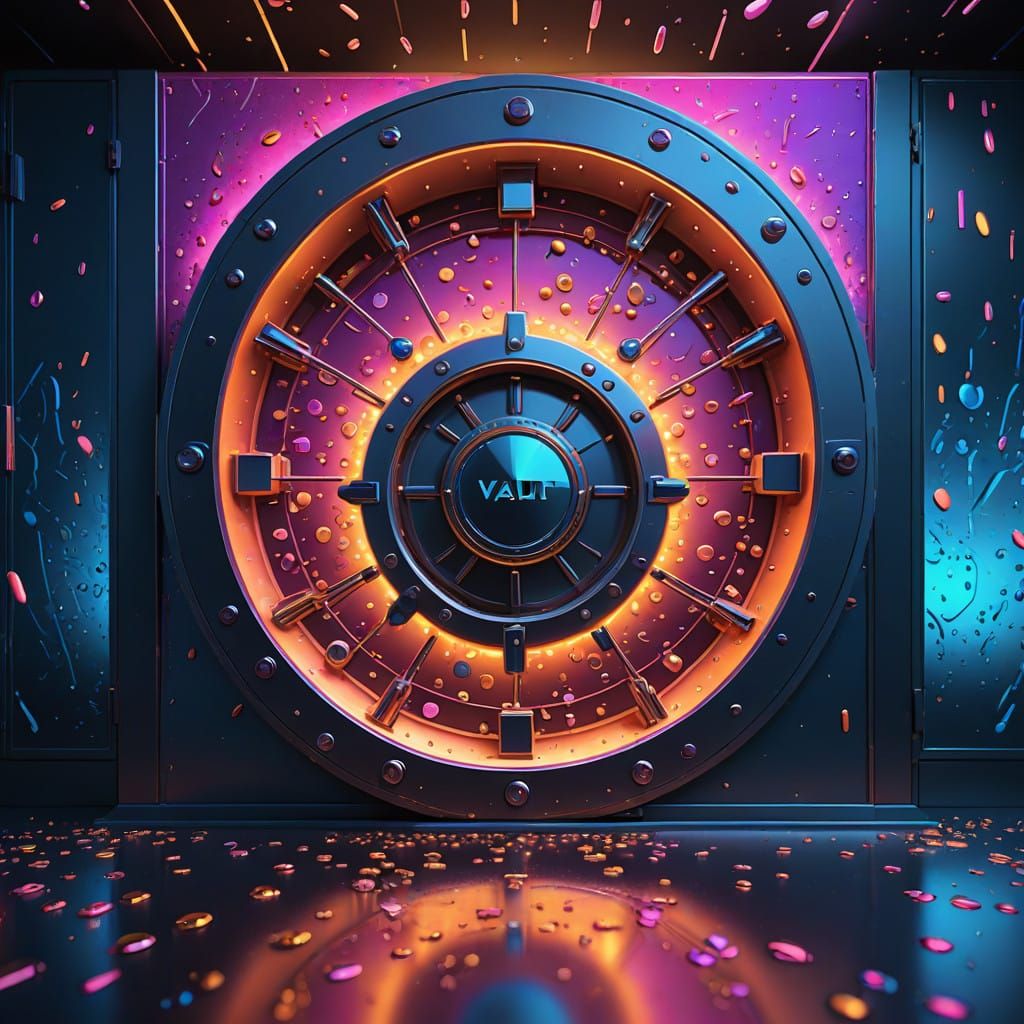 Luxurious Futuristic Bank Vault Overflows with Golden Oil Dr...