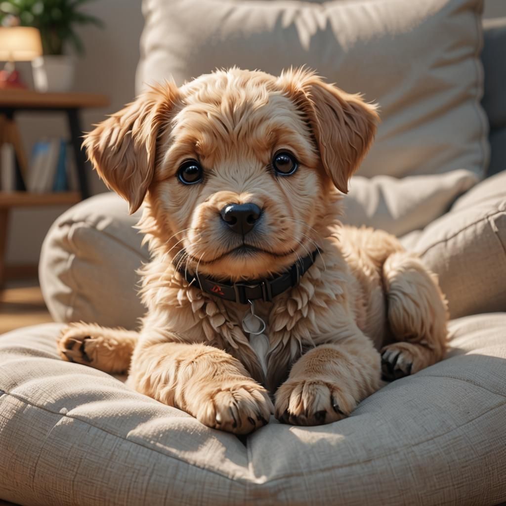 Adorable Buff Puppy in Hyper-Realistic 3D Anime Art