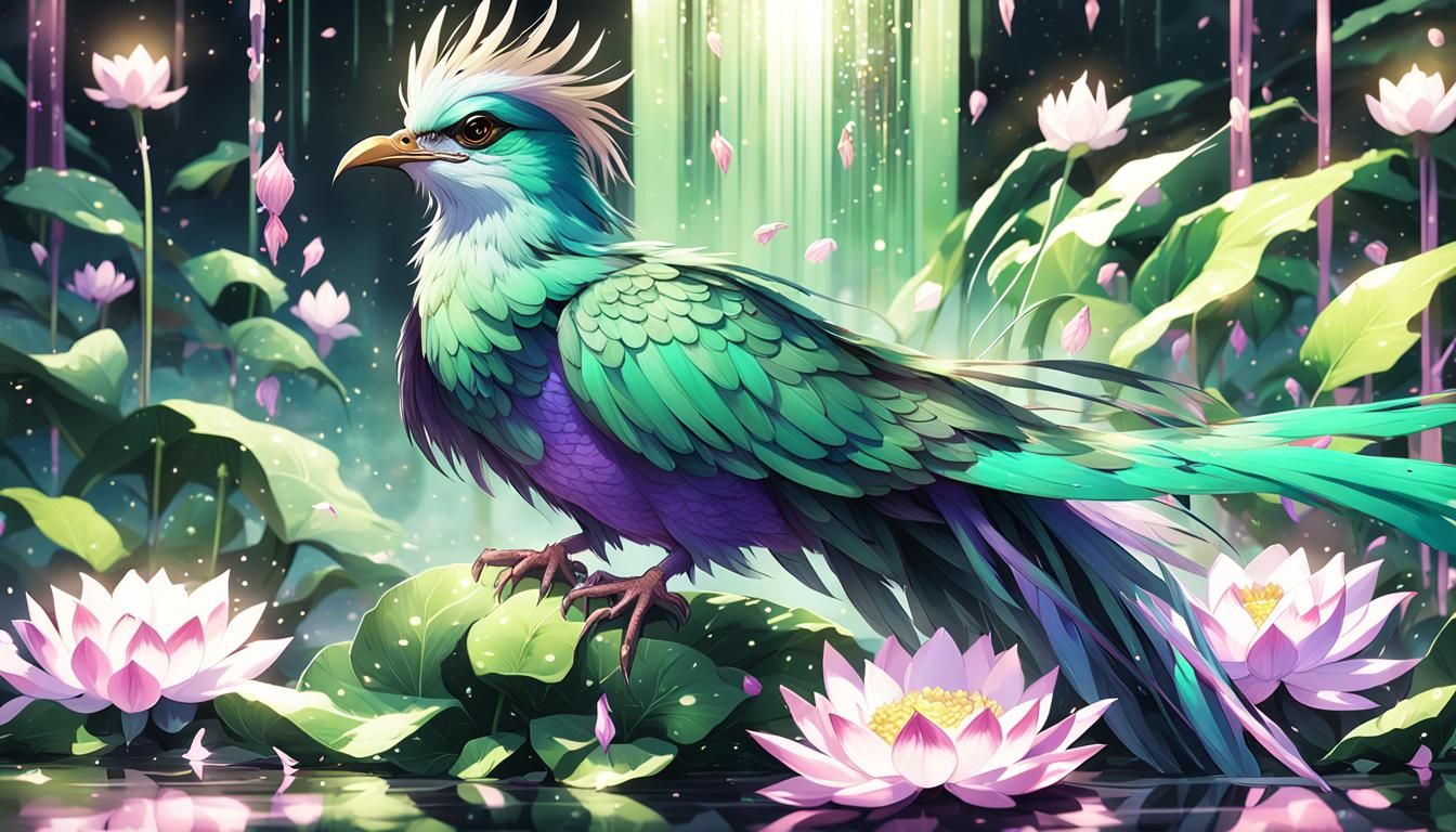 Resplendent Quetzal Bird in 3D Anime Art Style
