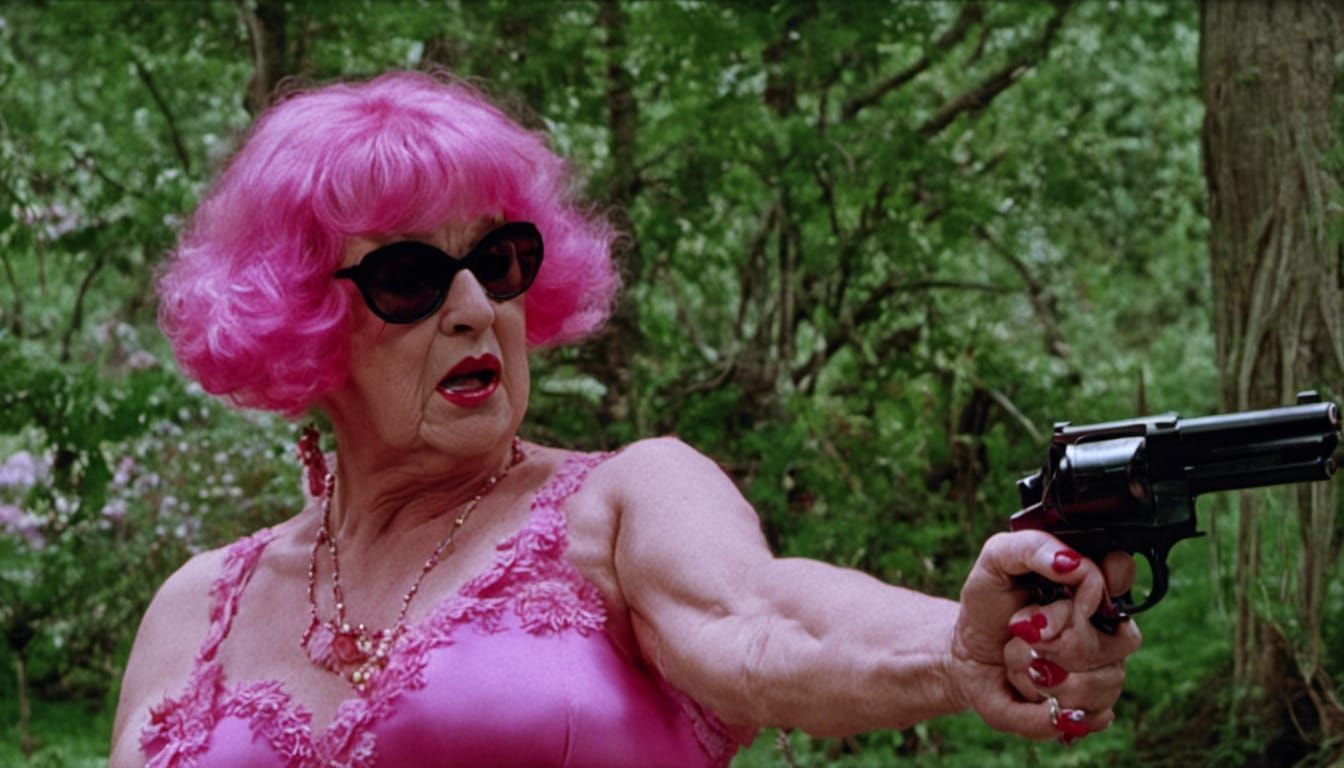 Grotesque Octogenarian in John Waters-esque Film Still