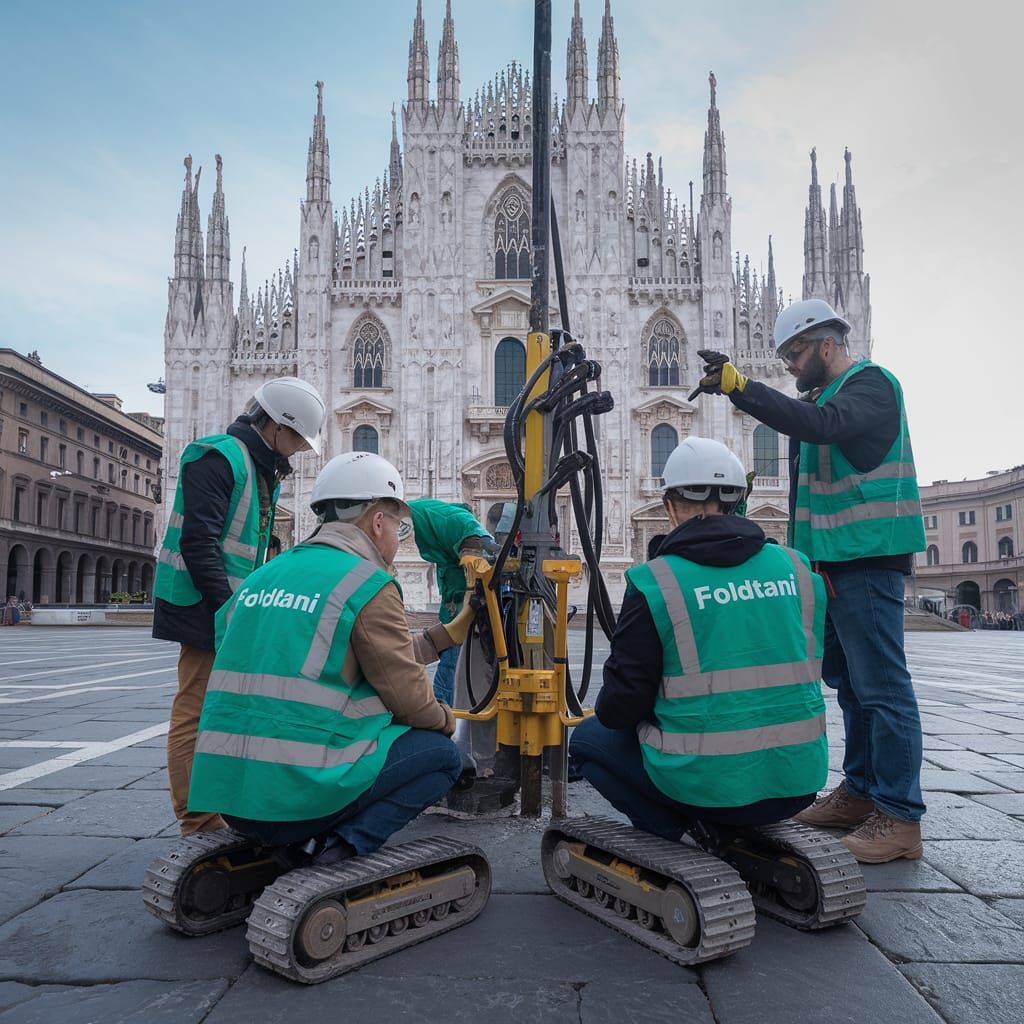 Geologists Core Drilling in Piazza Duomo, Milan