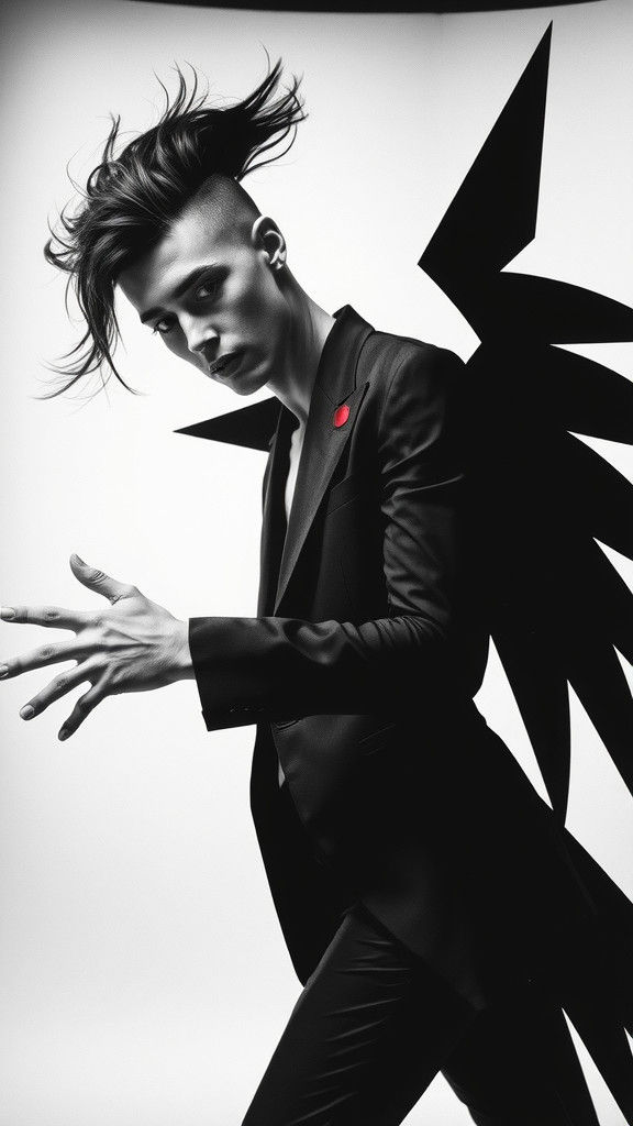 Geometric Winged Model in Abstract Photogram Style