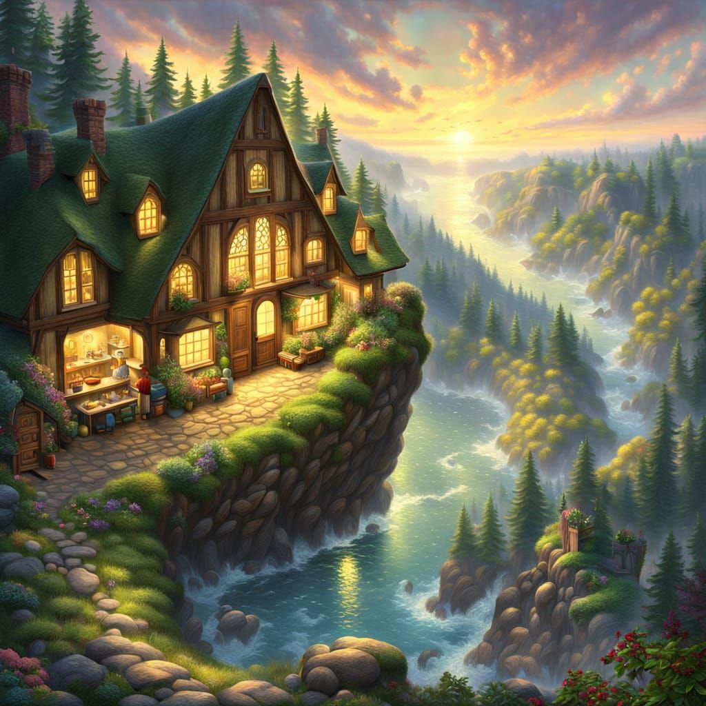 Rustic Cliffside Cottage in Warm, Inviting Style