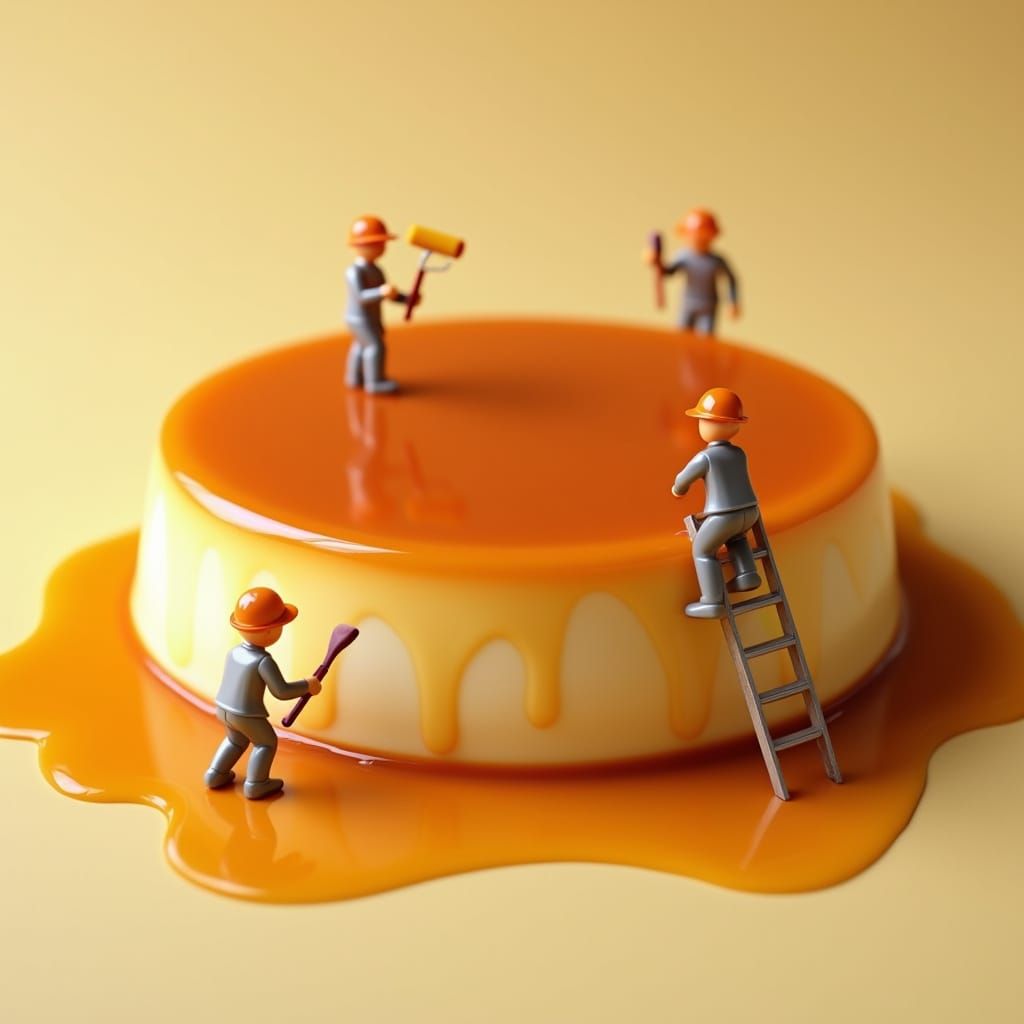 Giant Flan Mural: A Photorealistic Dessert Dreamscape