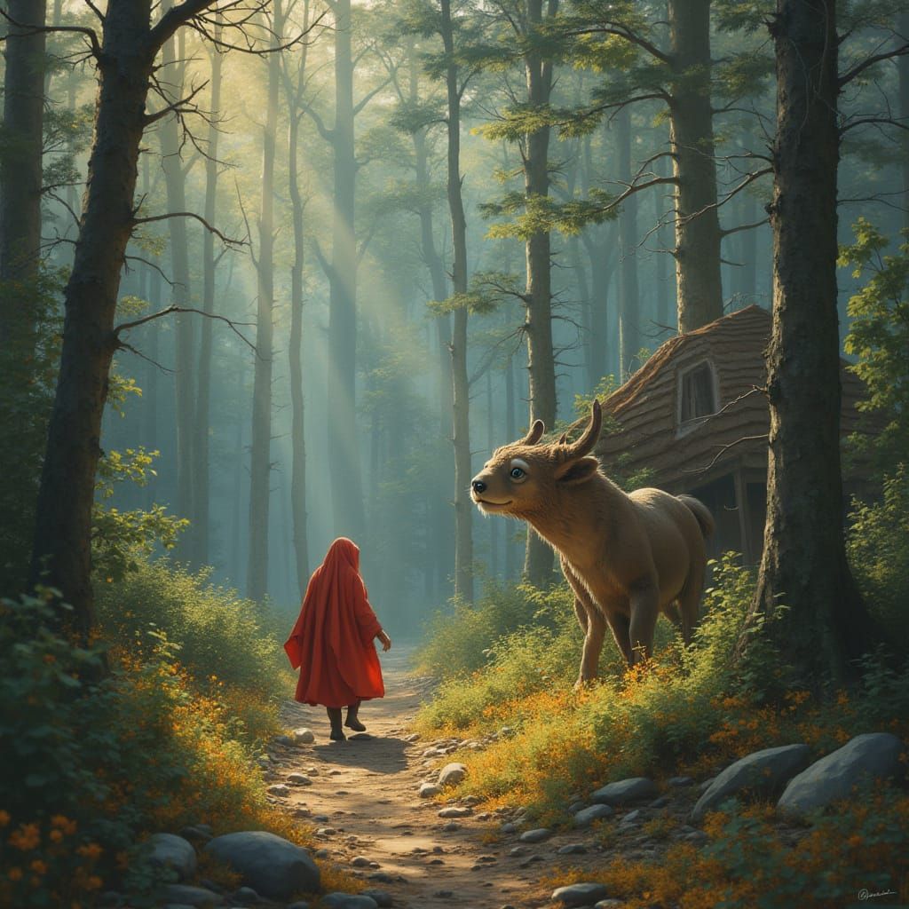 Whimsical Toad Sits on a Large Green Water Lily Leaf in a Di...