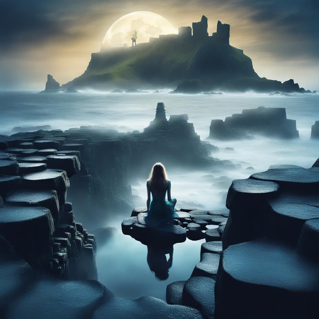 Fairy Sighting at Giant's Causeway in Double Exposure