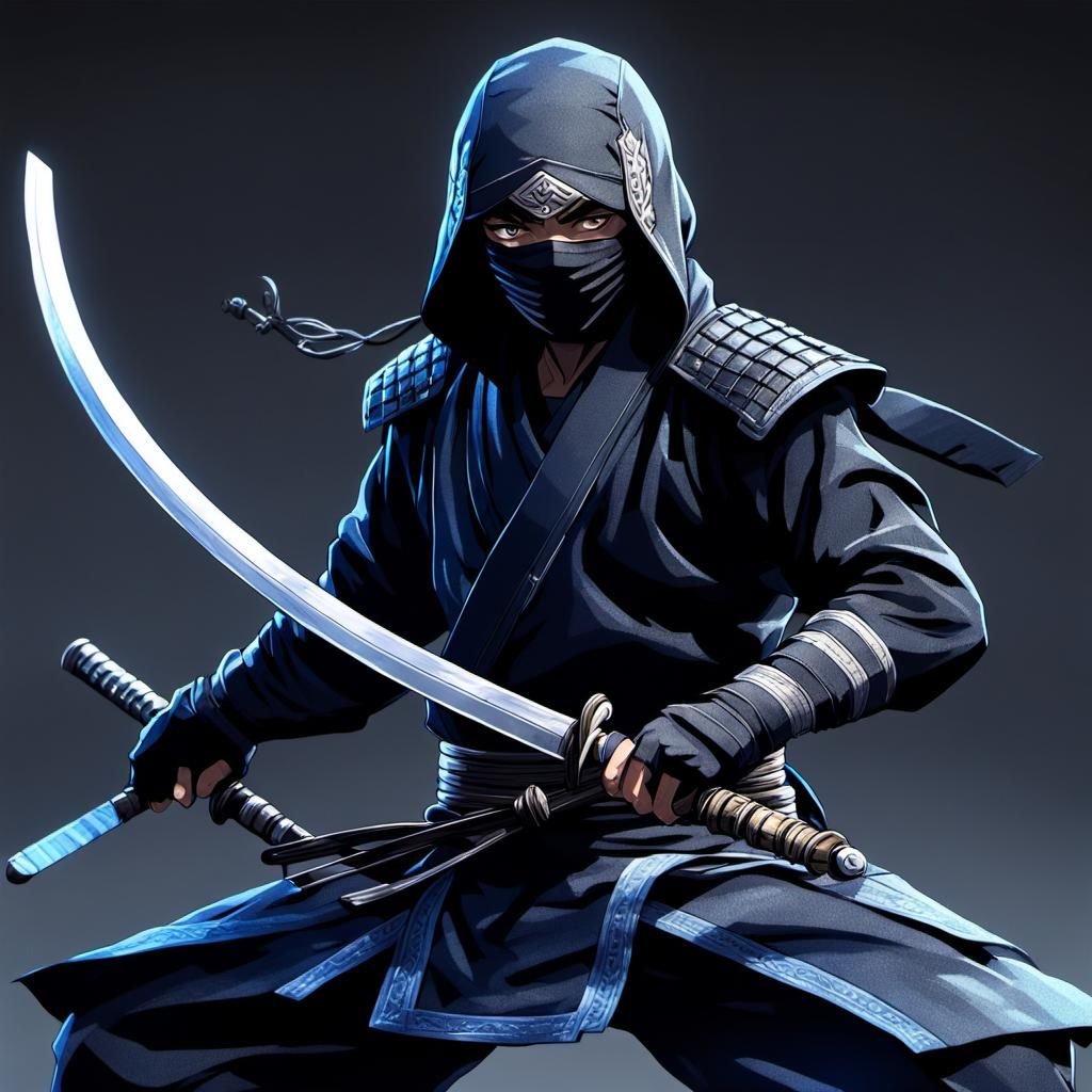 Anime Ninja with Katana in Combat Position