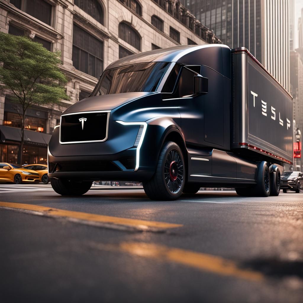 Tesla Truck Parked in Front of Trump Tower