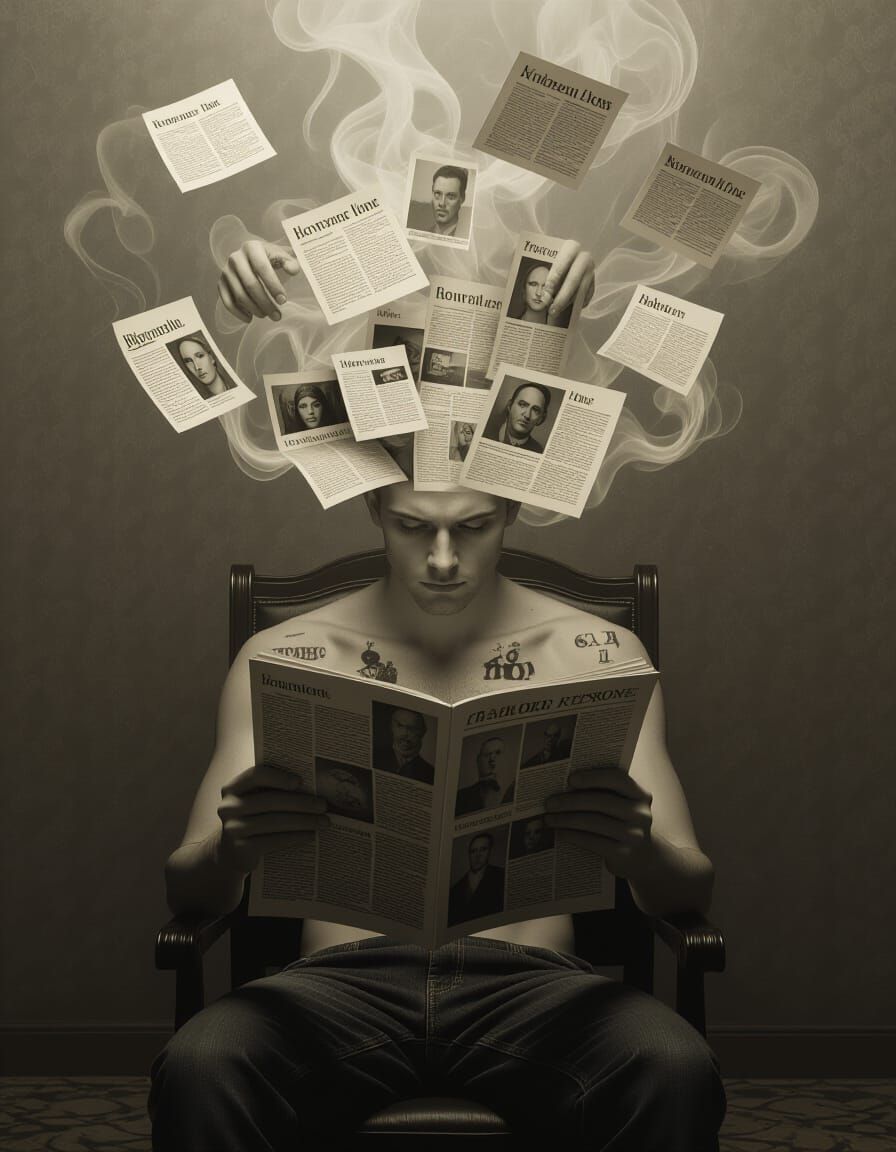 Living Newspaper Surrealism in Muted Tones