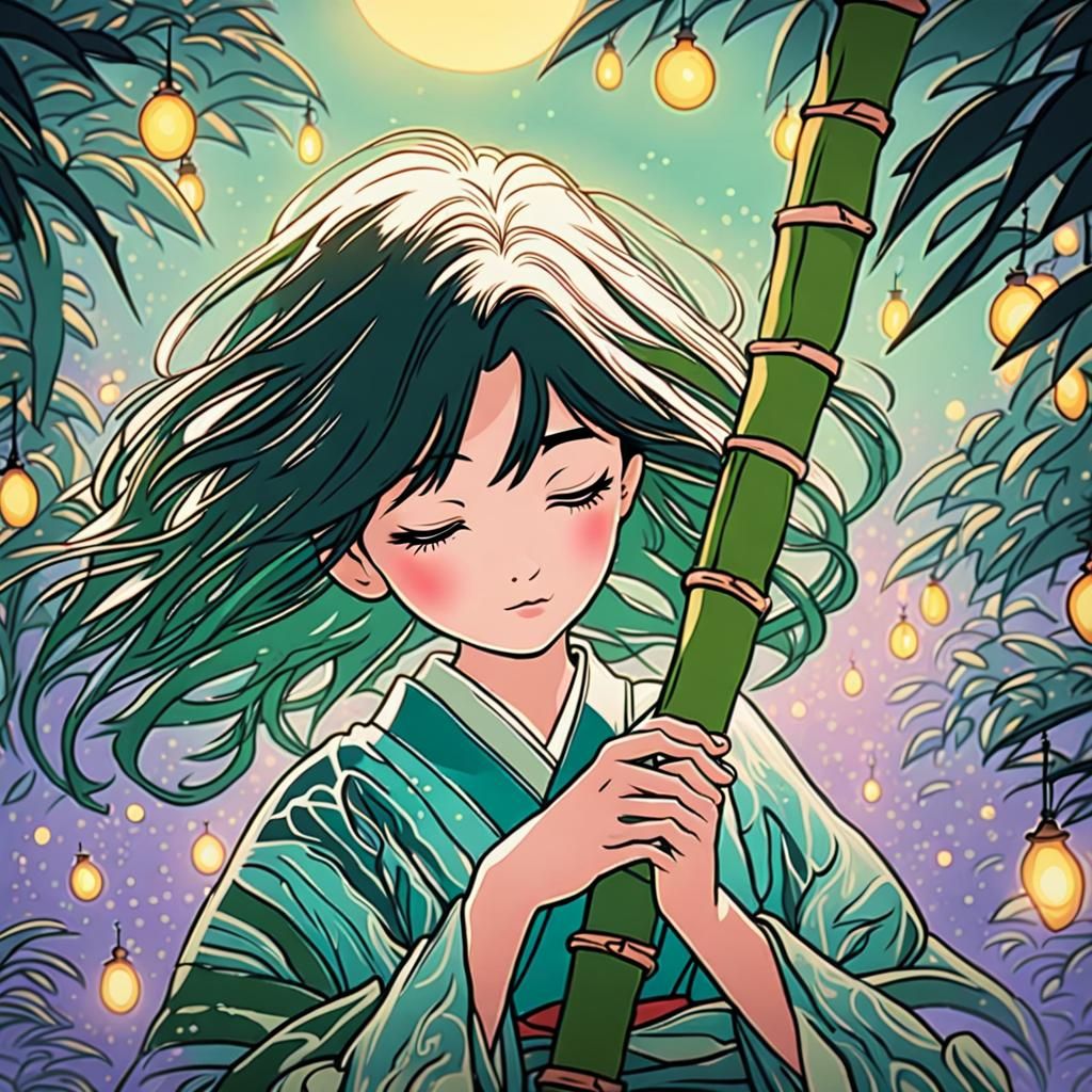 Nezuko in Kimono: Whimsical Fantasy Digital Art