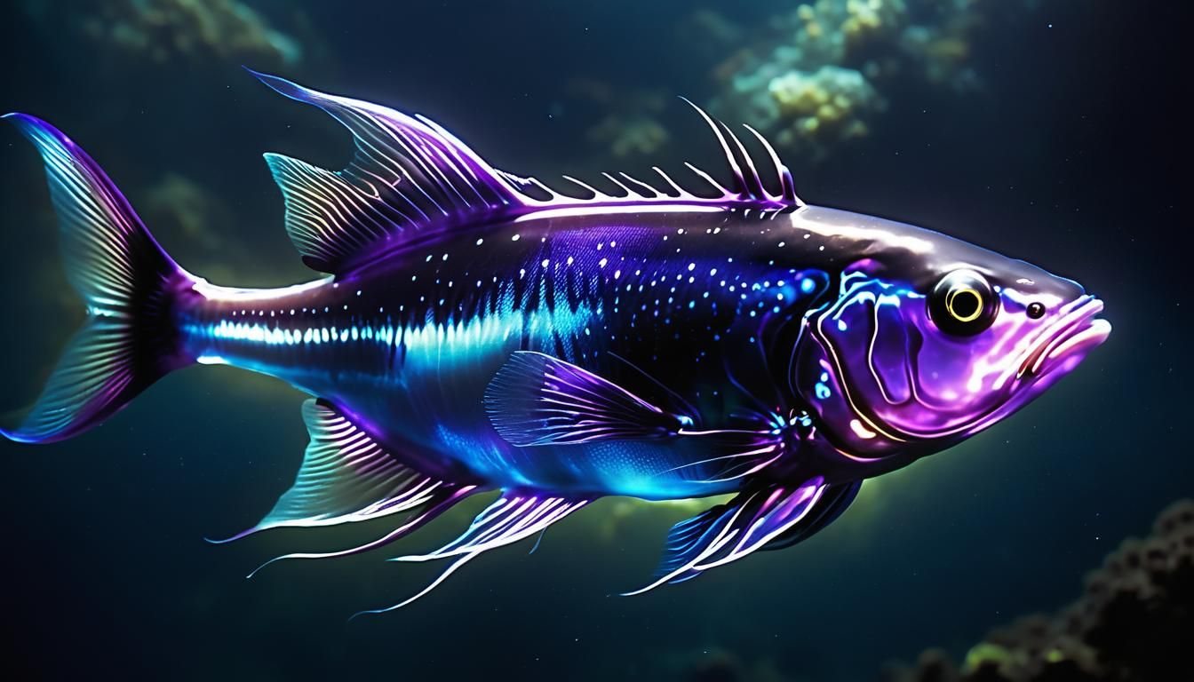 Bioluminescent Deep-Sea Fish with Ethereal Glow