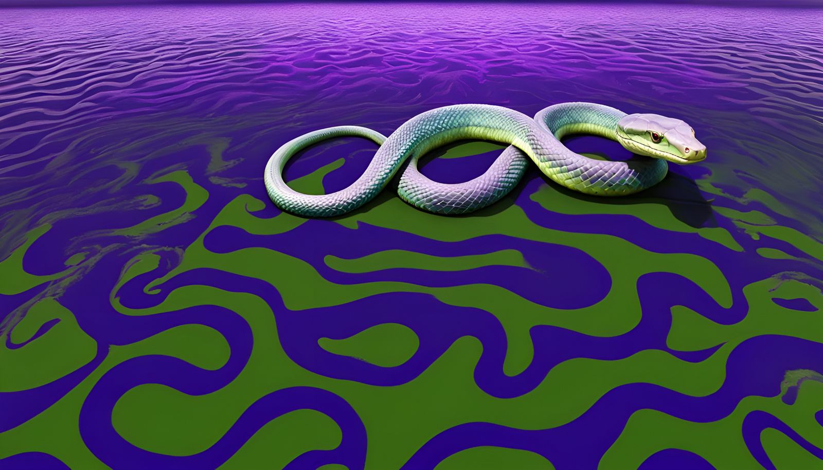 Mystical World Serpent Jörmungandr in a Jungle River