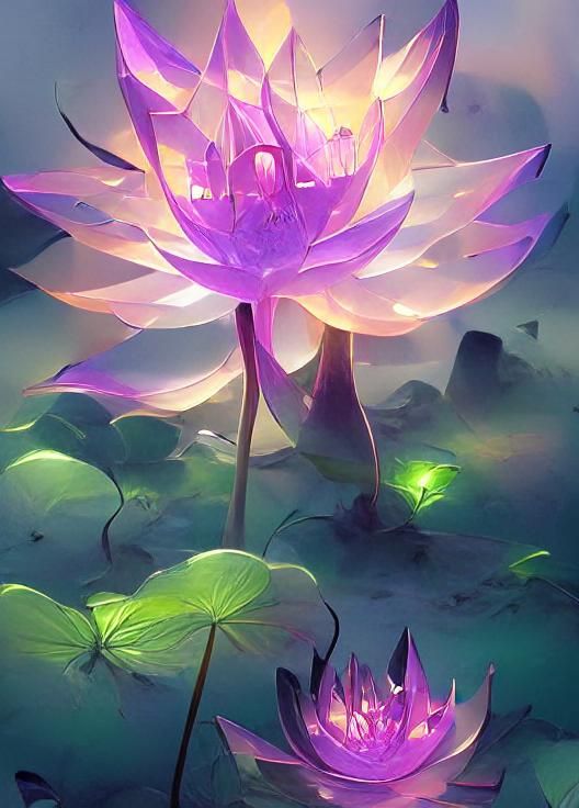 Luminescent Lotus in Astral Fantasy World