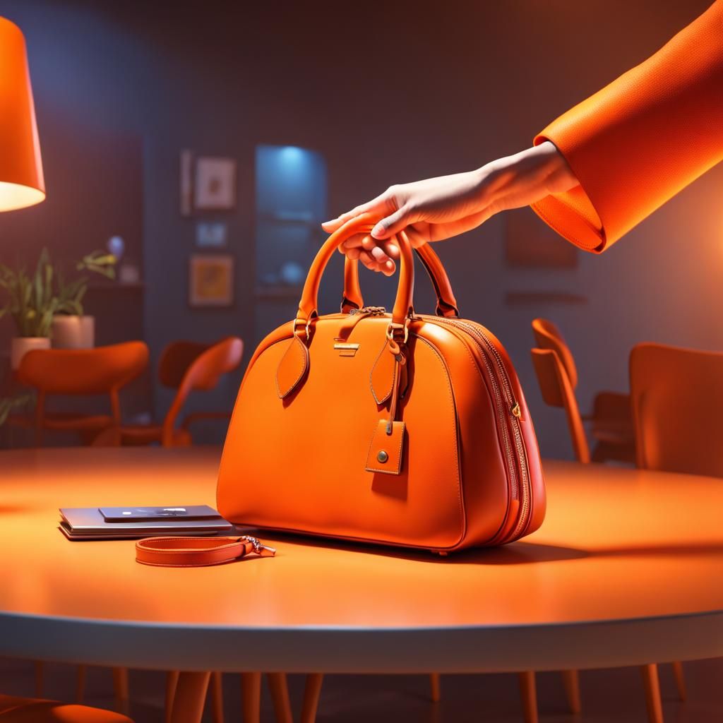 Hand Reaching for Handbag in Pixar Style