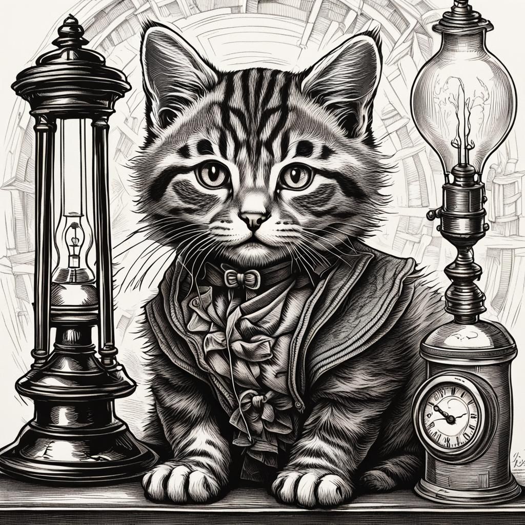 Victorian Kitten as Florence Nightingale, Tenniel Style