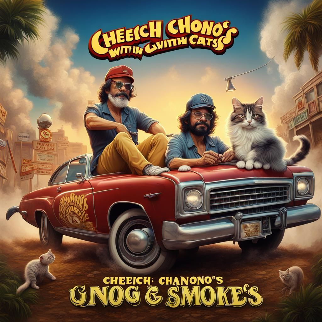 Cats Recreate Cheech & Chong Poster Art
