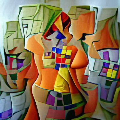 Colorful Cubist Art of Women