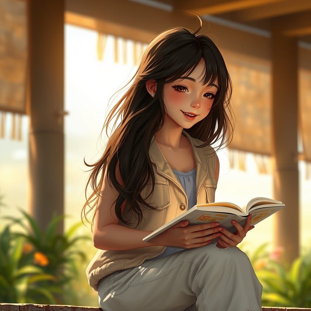 Dreamy Youth Amidst a Warm, Sunny Landscape