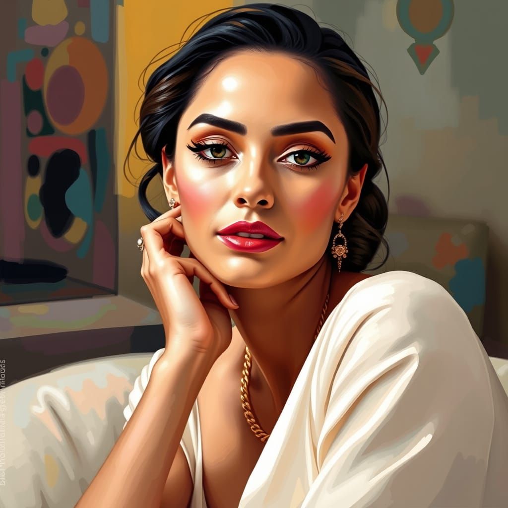 Elegant Woman in Paint by Numbers Style