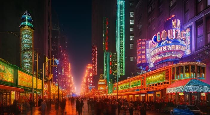 Clown Circus City at Night, Hyperdetailed Photography