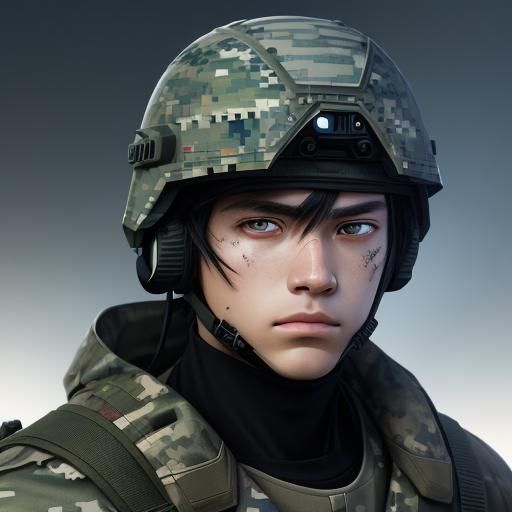 Anime Cyber Warrior in High Tech Tactical Armor