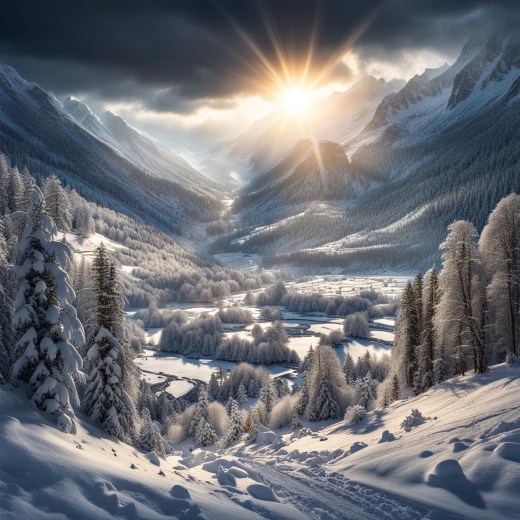 Elven Valley: Snowstorm and Sunlight