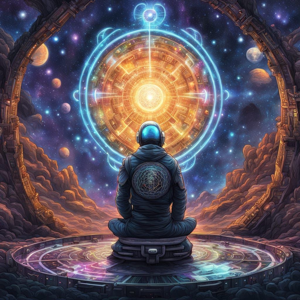 Quantum Monks Contemplate Existence in Cosmic Portal