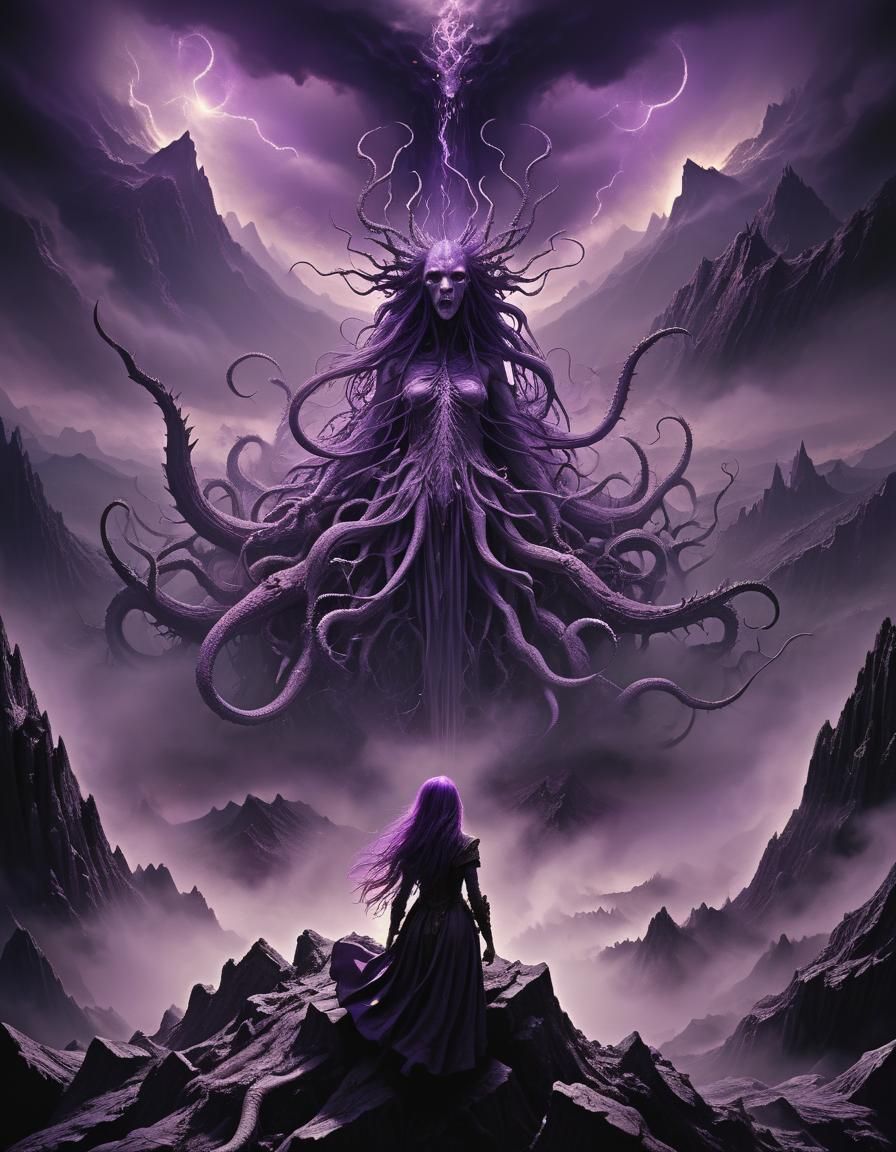 Furry Hyena Dreamscape in Psychedelic Horror Style