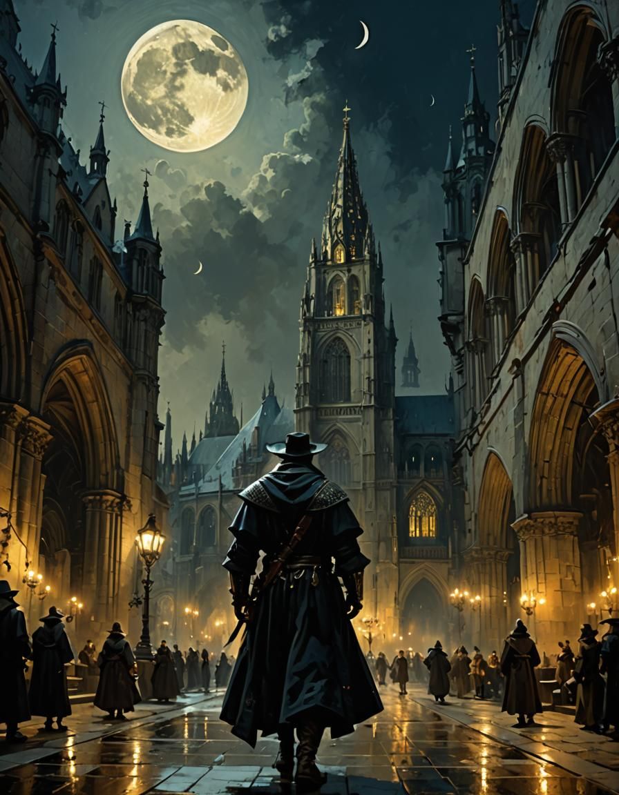 Medieval Cathedral with Chiaroscuro Lighting