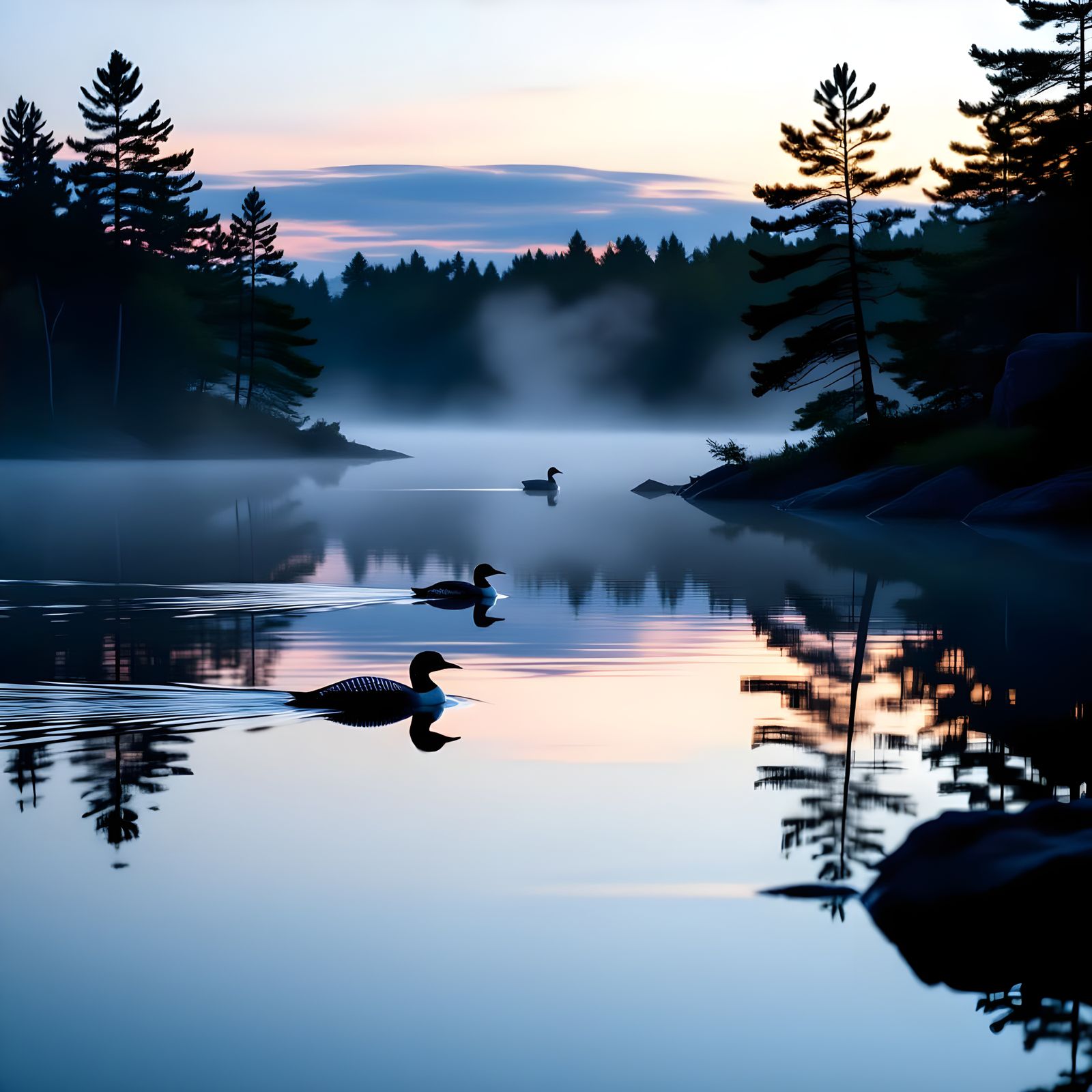 Serene Northern Lake at Dusk, Cinematic Film Still