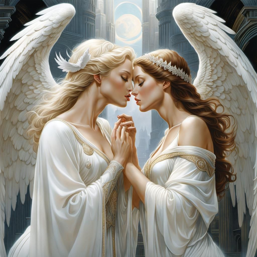 Angels Kissing: Detailed Matte Painting