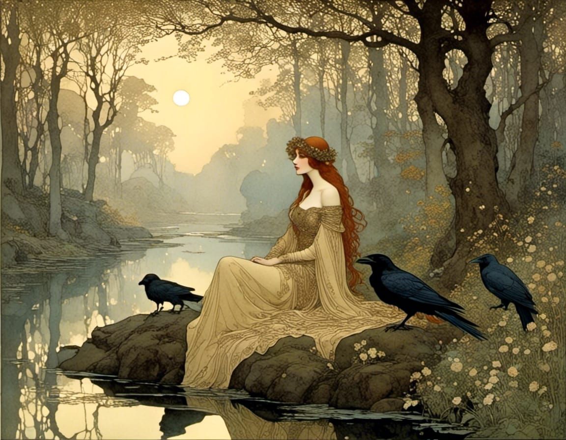 Huginn and Muninn in the Style of Klimt