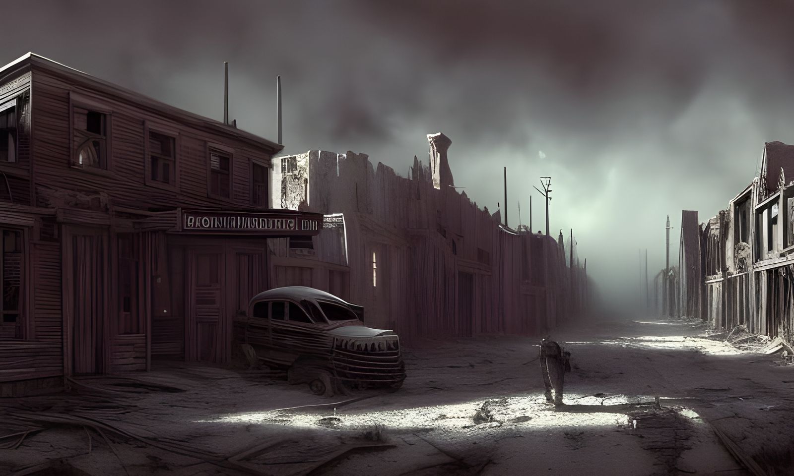 Scary Old West Ghost Town in Horror Style