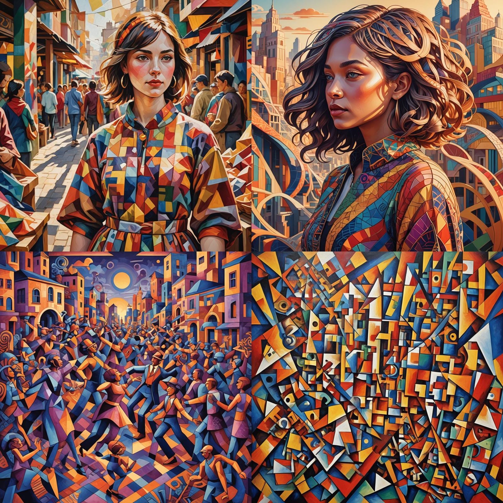 Geometric Abstract Art Deco Cubist Vector Fractal