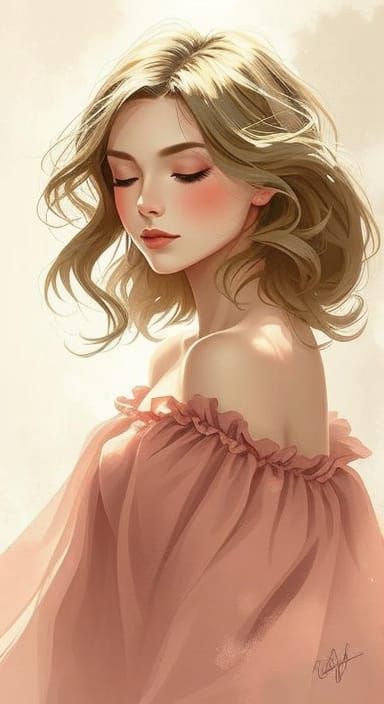 Ethereal Lady in Dreamy Haze: An Impressionistic Portrait