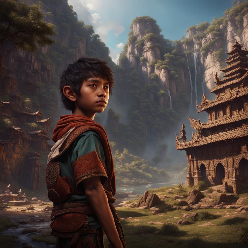 Peruvian Boy in Detailed Matte Painting Style