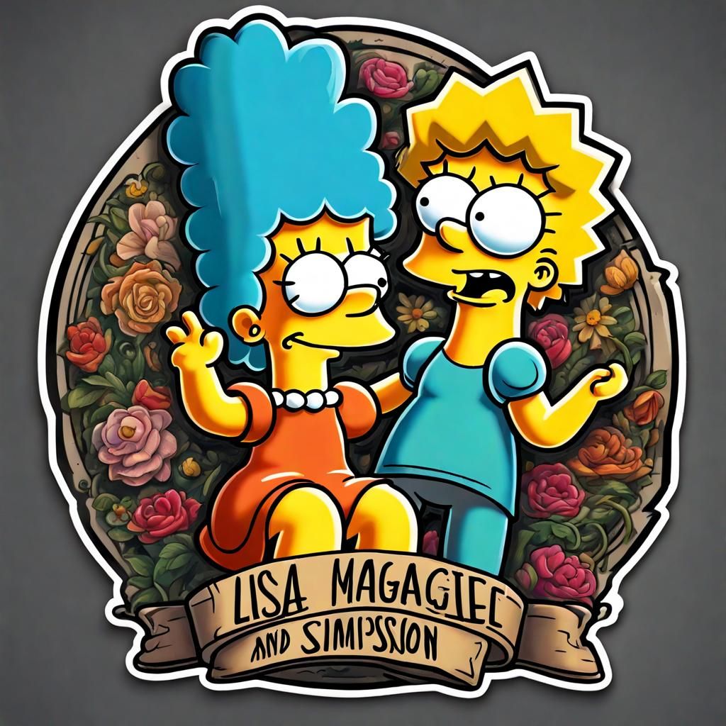 Lisa and Maggie Simpson Sticker Tattoo Art