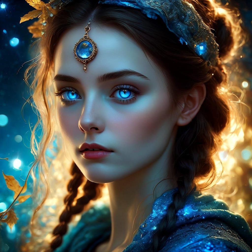 Opalescent Stardust Fairy Witch Portrait in Digital Art