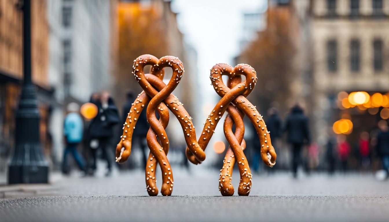 Pretzel couple holding hands