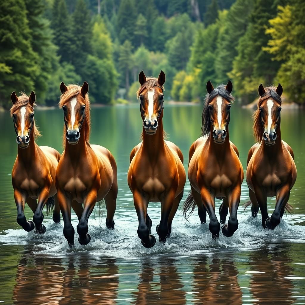 Majestic Centaurs Gathering at River in Hyper-Realism