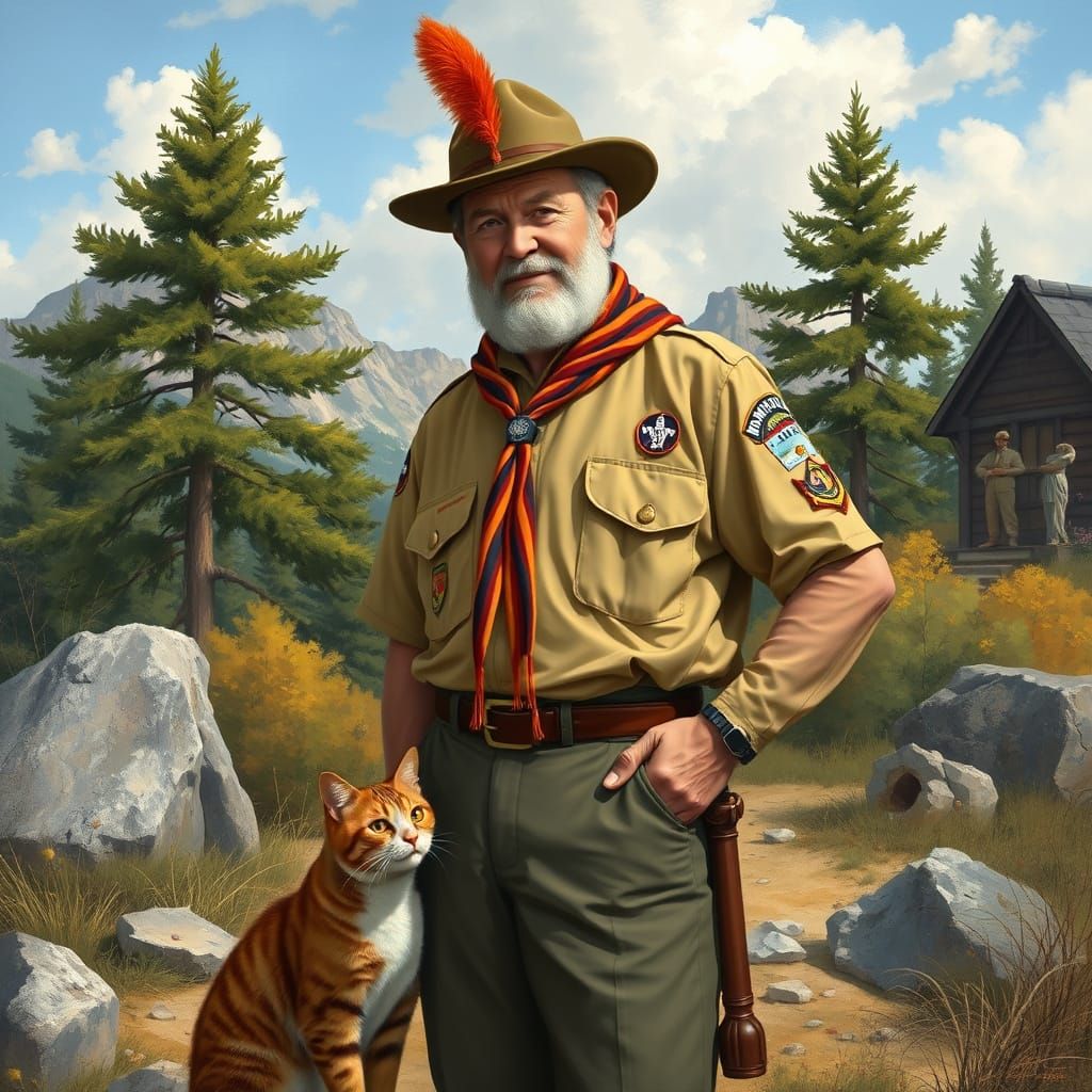 Scouter Bud Harrelson with Cat Bailey in Scenic Nature