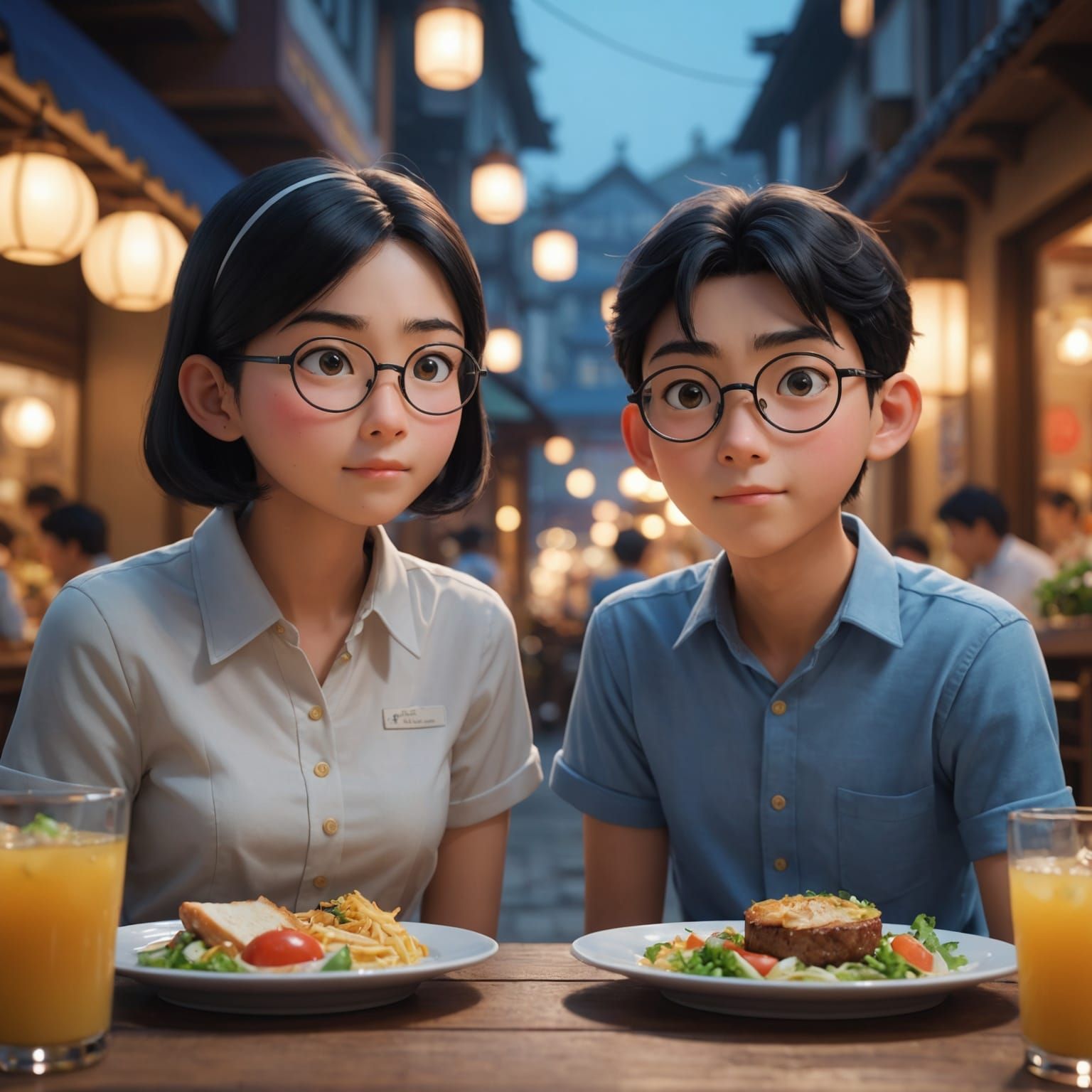 A dinner date of Nobita and shizuka.