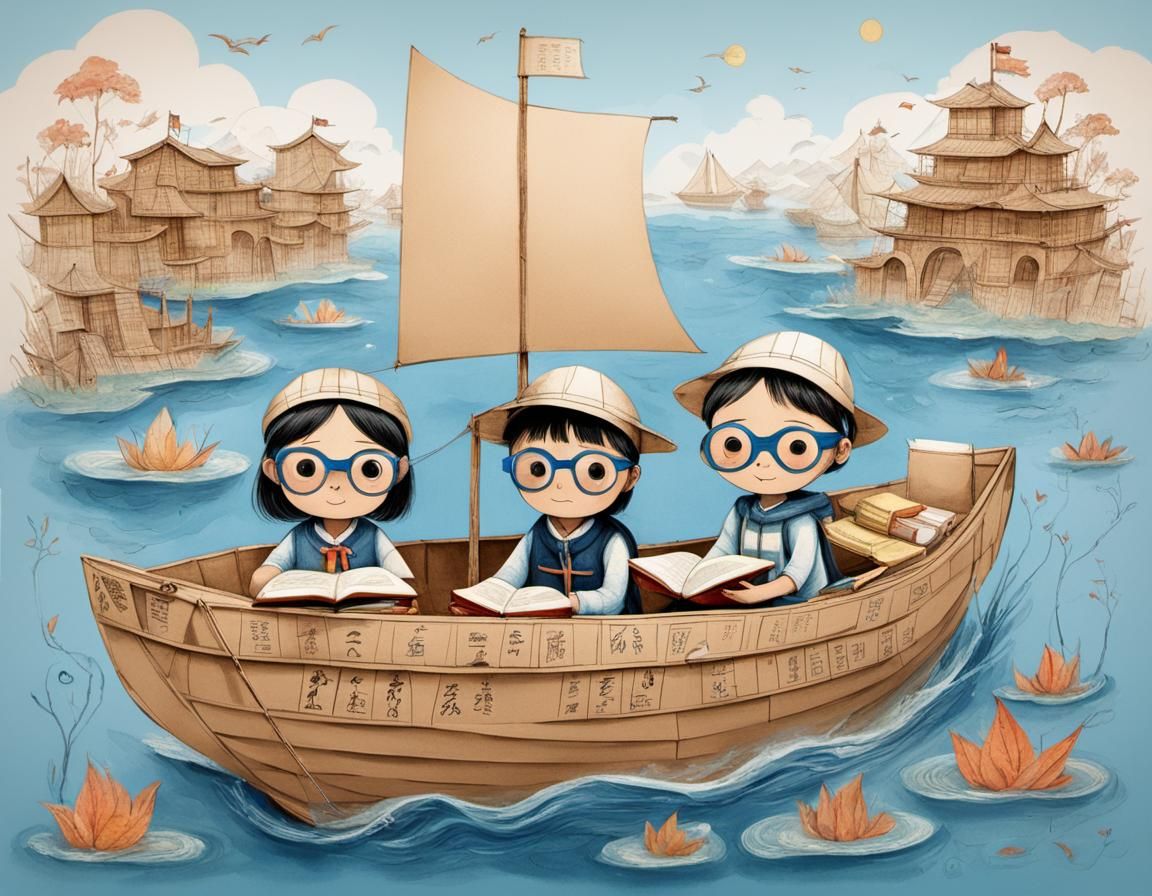 Children's Cardboard Boat Adventure in Beatrix Potter Style
