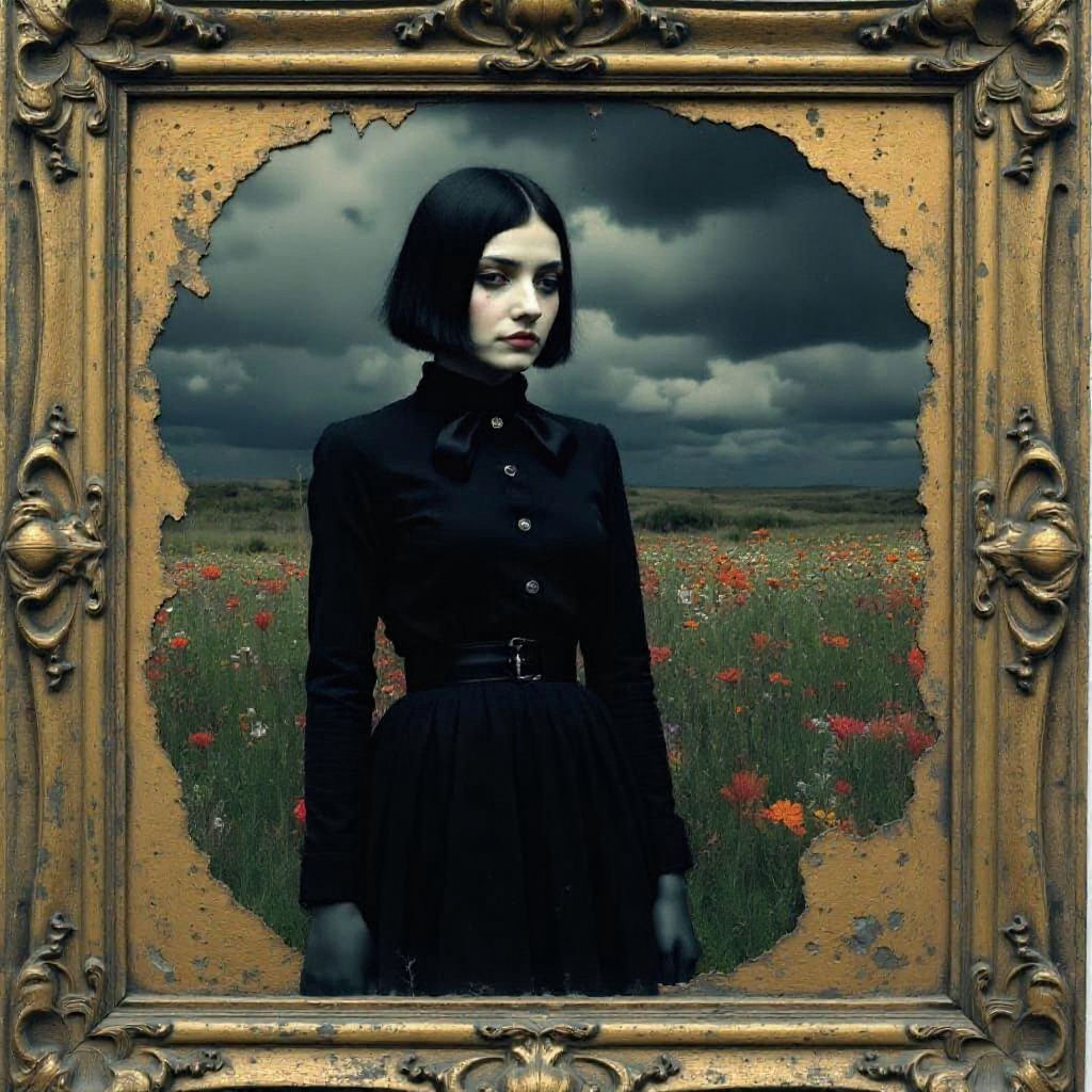 Gothic Portrait in Ornate Gilded Frame