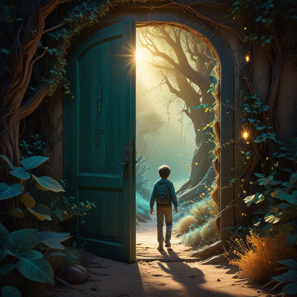 Boy Opens Door to Magical Forest in Dó Paper Style