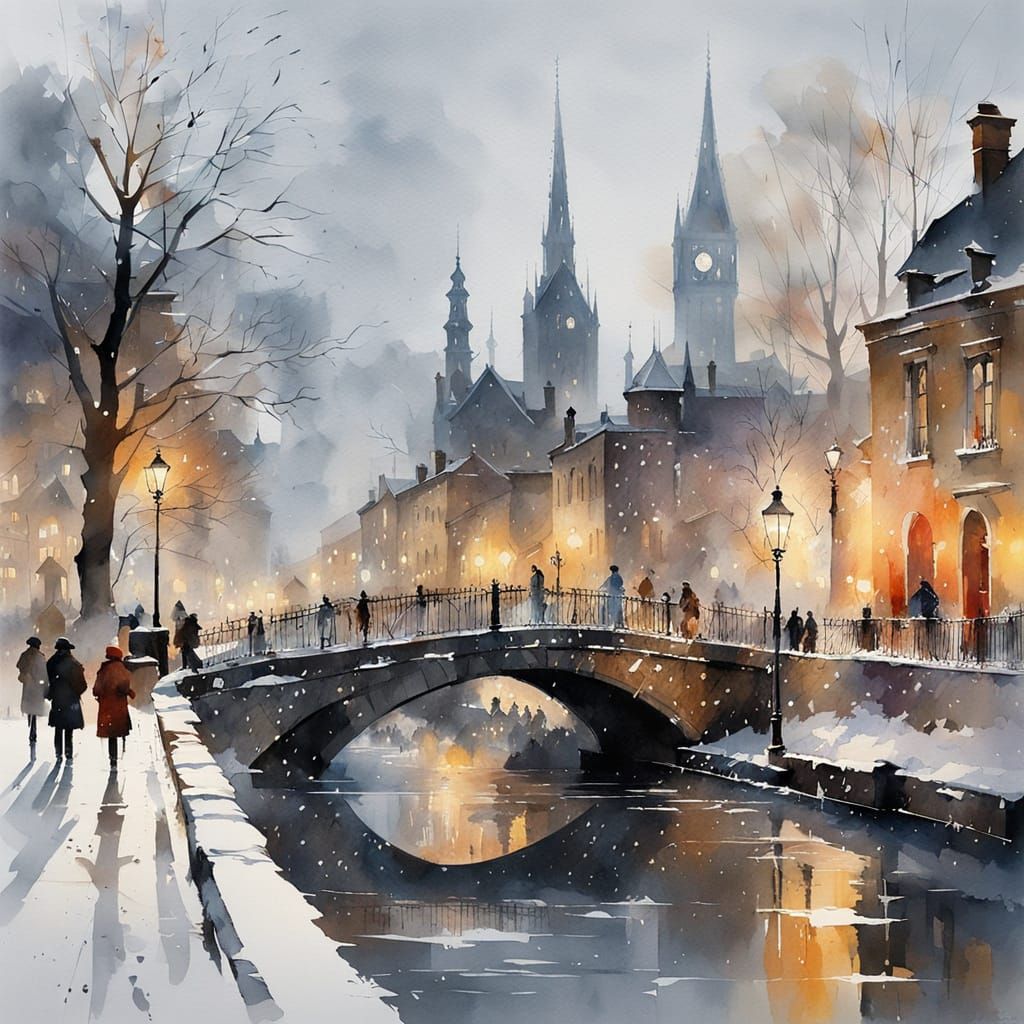 Winter's Golden Glow: Enchanted Evening