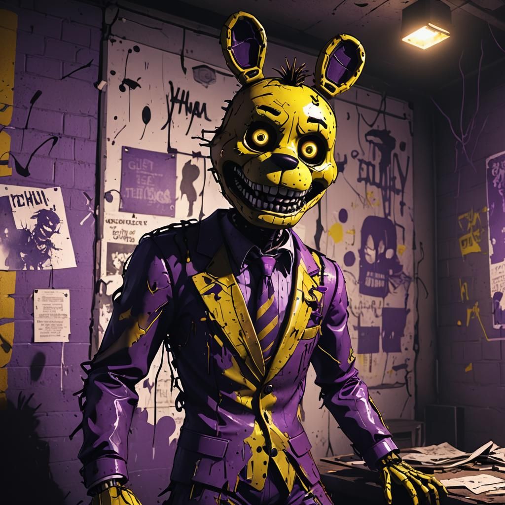 Creepy Phantom Bonnie in Damaged FNAF Security Office