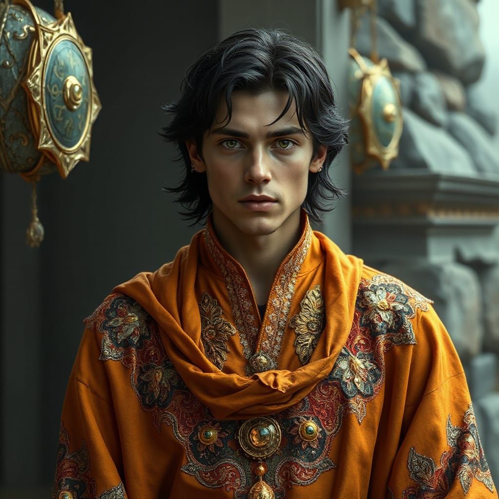 Fantasy Prince in Orange Robe: Digital Matte Painting